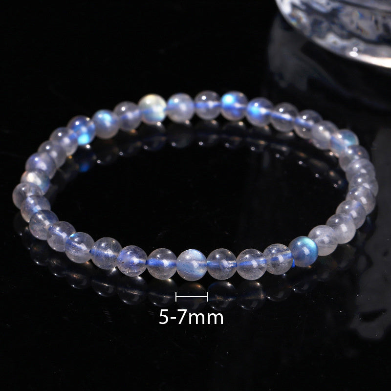 5A Genuine Natural Gray Moonstone Bead Charm Bracelets Women Men Fashon Blue Light Labradorite Strand Energy Bracelet