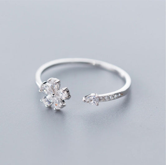 Five-petal Flower Korean Style Silver Ring