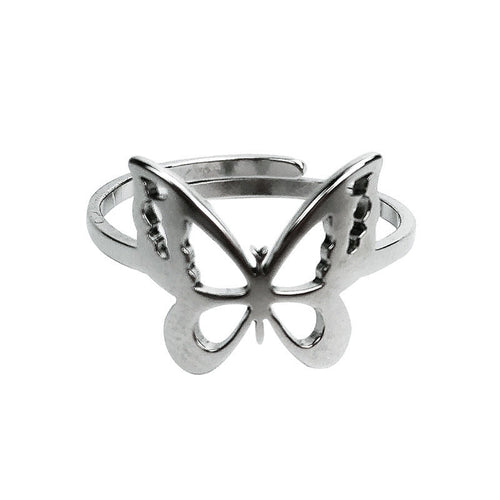 Titanium steel butterfly ring adjustable girl ring couple ring