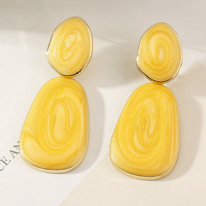 Geometric Oval Earrings Earrings Candy Color Dripping Earrings