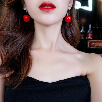 Red cherry earrings fruit drop earrings fashion earrings