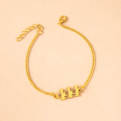 Stainless Steel Number 444 Chain Bracelets For Women