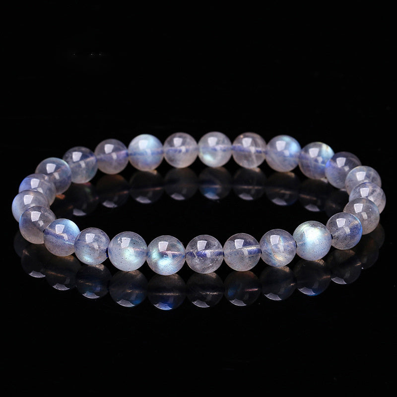 5A Genuine Natural Gray Moonstone Bead Charm Bracelets Women Men Fashon Blue Light  Labradorite Strand Energy Bracelet