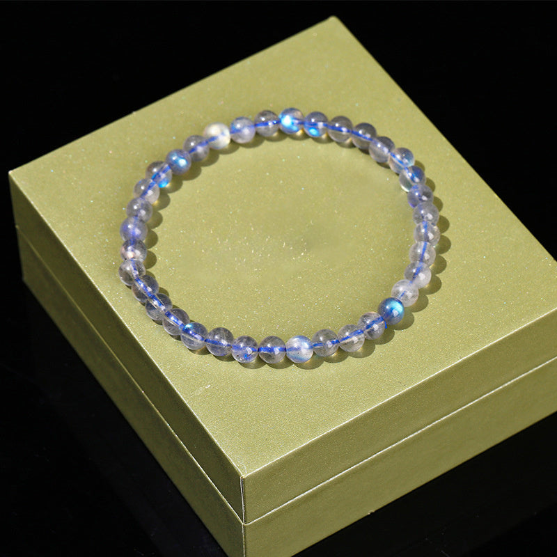5A Genuine Natural Gray Moonstone Bead Charm Bracelets Women Men Fashon Blue Light  Labradorite Strand Energy Bracelet